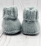 Hand Knitted Baby Booties Newborn Baby -  Pastel Blue - Image 4