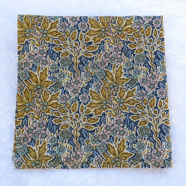 Gents handkerchief, made from Liberty Tana Lawn, pocket square, Aubrey's Forest