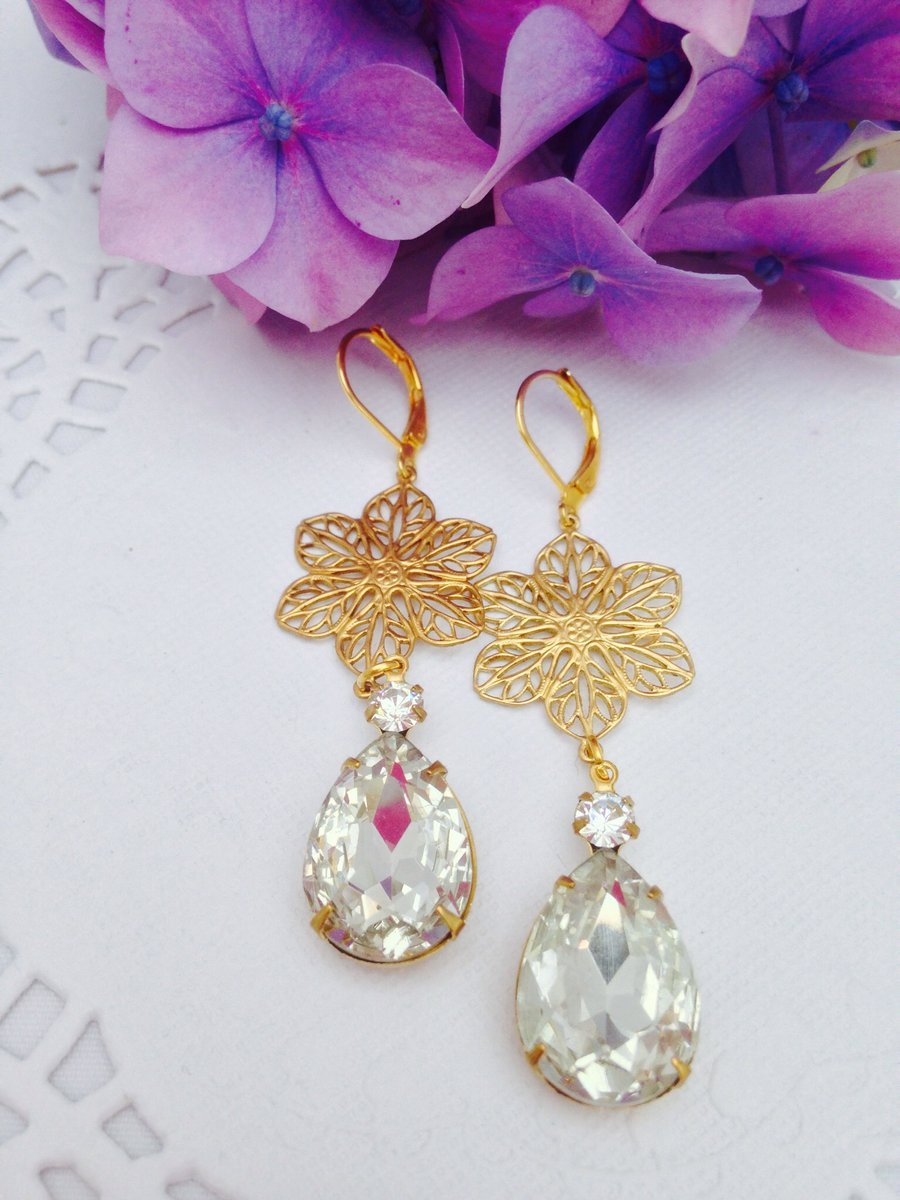 SALE Vintage glass earrings.Gift for her.