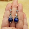Lapis lazuli cone earrings. Reiki jewellery uk. September birthstone