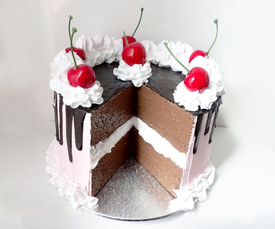 Cake gateaux Fake Food Kitchen Kitsch Display Chocolate Cherry Cream 