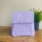 Purple and White Gingham Handmade Insulated Lunch bag 