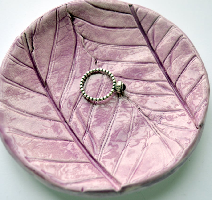 Lilac Leaf Impression Trinket Dish - Soap, Birthday, Gift, Mum, Jewellery