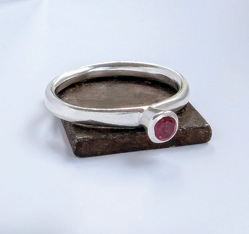 NATURAL RUBY SOLITAIRE Handmade Sterling Silver Ruby Ring