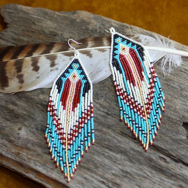 Native American Style Skywalker Miyuki Delica Seed Beaded Earrings