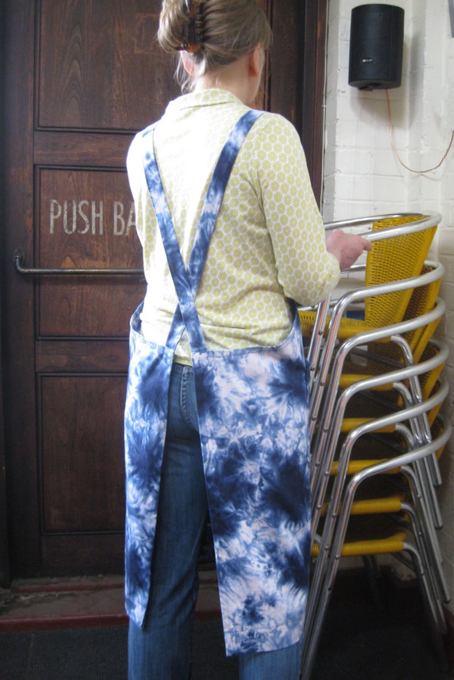 Artisan Apron No 4. Blue Tie-Dye. Womens Medium-Large