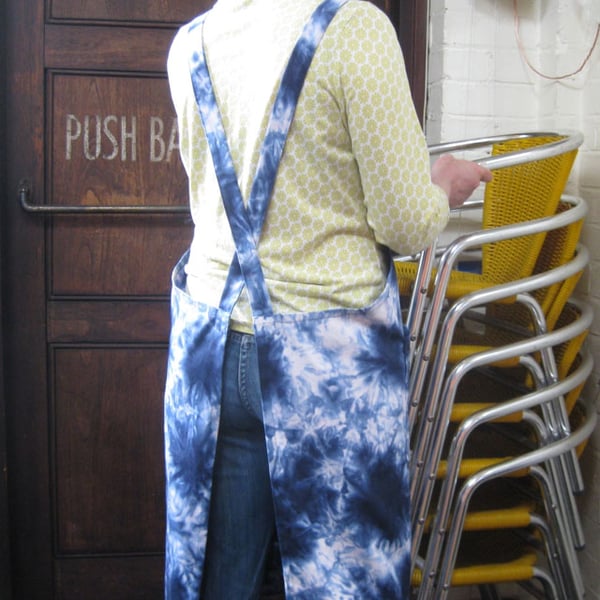 Artisan Apron No 4. Blue Tie-Dye. Womens Medium-Large