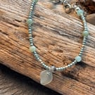 Bracelet - Seaglass, seed beads and amazonite