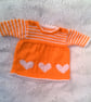 Hand Knitted Tangerine Dress with White Heart Decoration, Baby Girl's Dress - Image 5