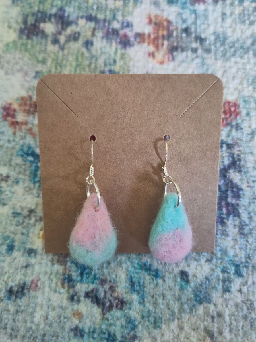 Needle-felted drop earrings