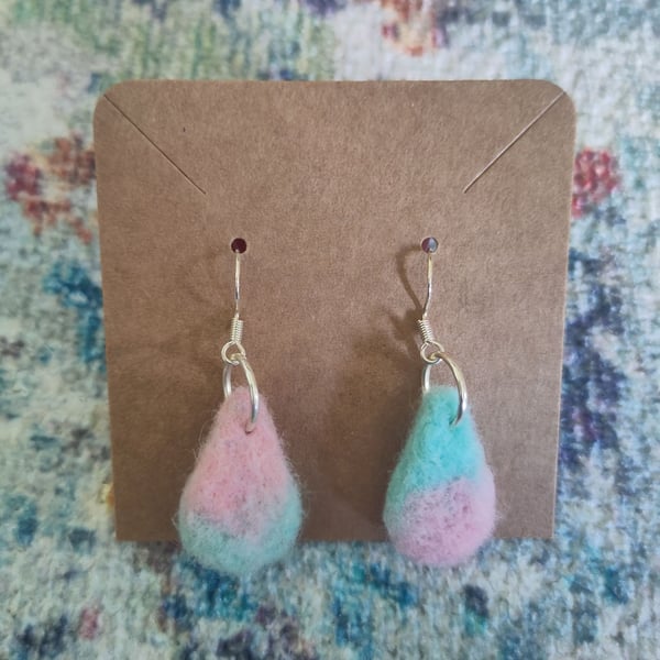 Needle-felted drop earrings