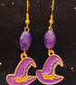 Gold-plated Purple Quartzite Witch hat earrings - Image 1