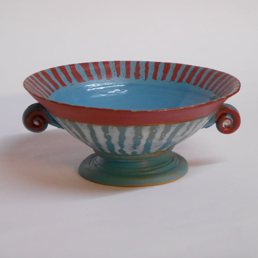 Bowl Unique One off Petite Red White and Blue with twizzles.