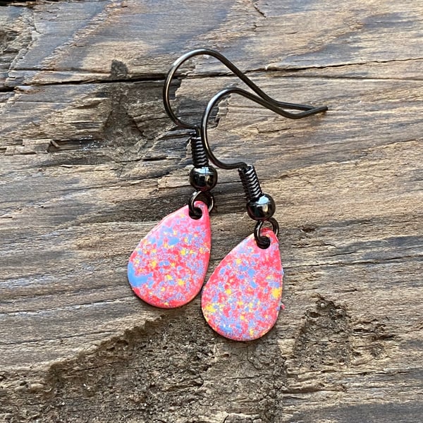 Festival Enamel Teardrop Earrings. Sterling silver upgrade available. 