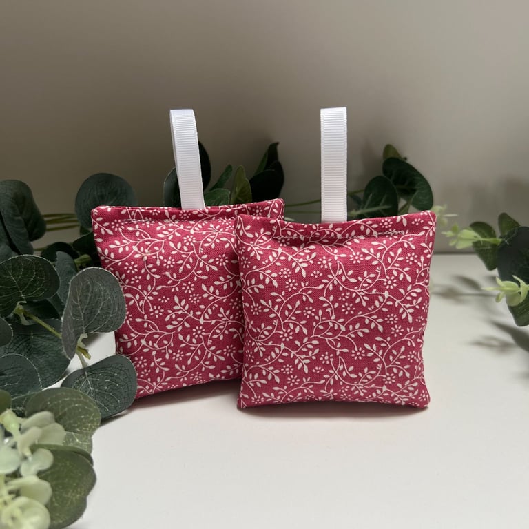 Set of 2 Lavender Sachets: Pink Floral Fabric, New Home, Sleep Pillows