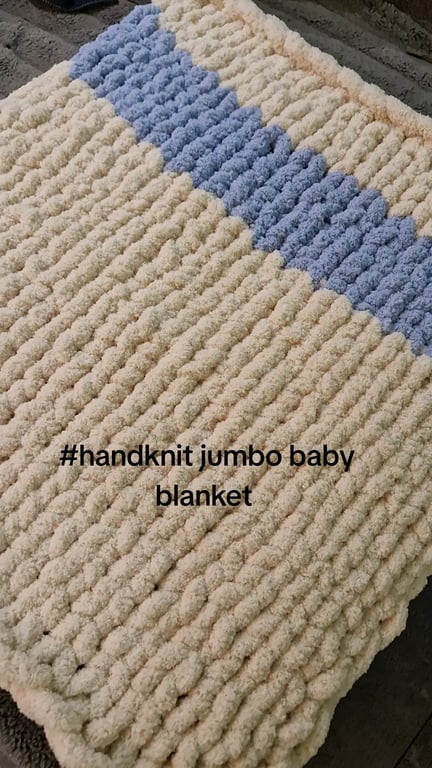 Chunky hand knit baby blanket 