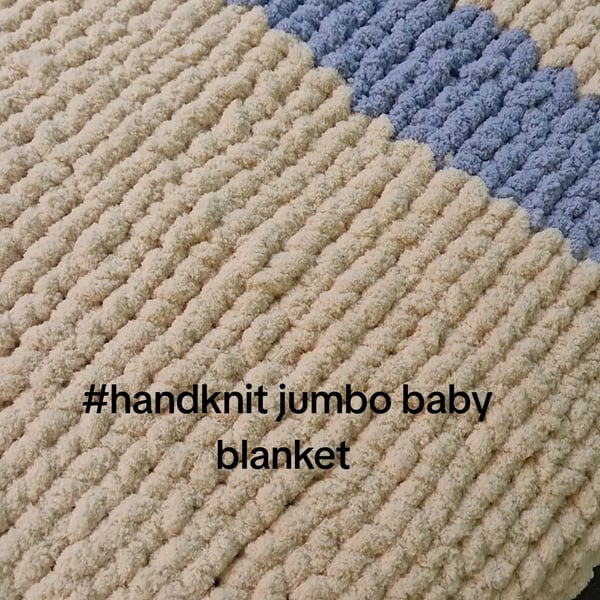 Chunky hand knit baby blanket 