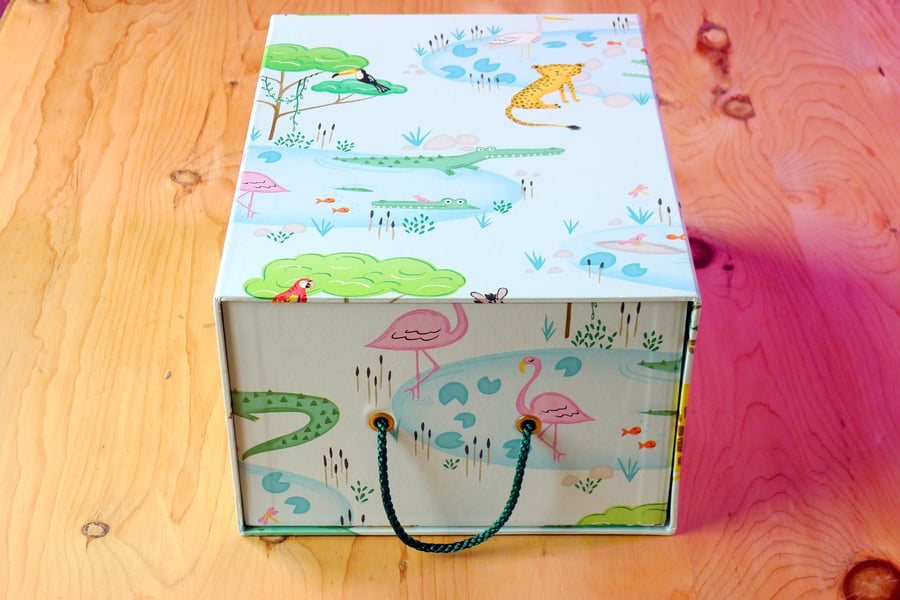 Handmade Toy Storage Drawer: Crocodile Lake Blue, Nursery and Playroom Décor