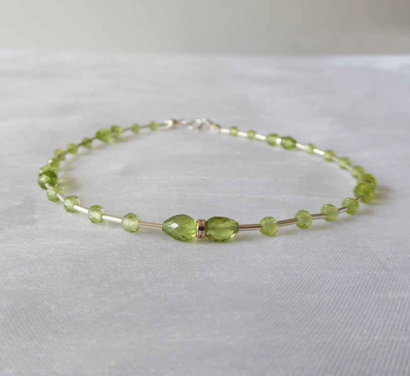 Peridot and Sterling Silver Anklet