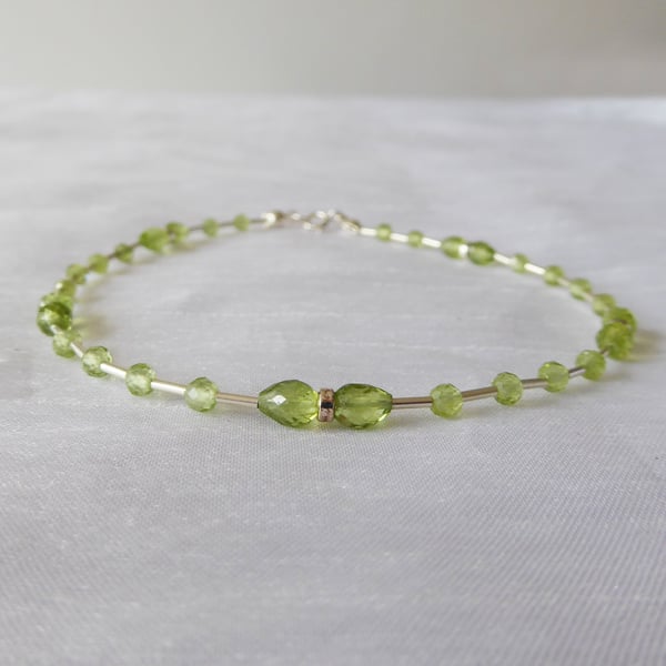 Peridot and Sterling Silver Anklet