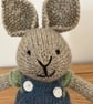 Hand knitted Rabbit in Dungarees - Image 2