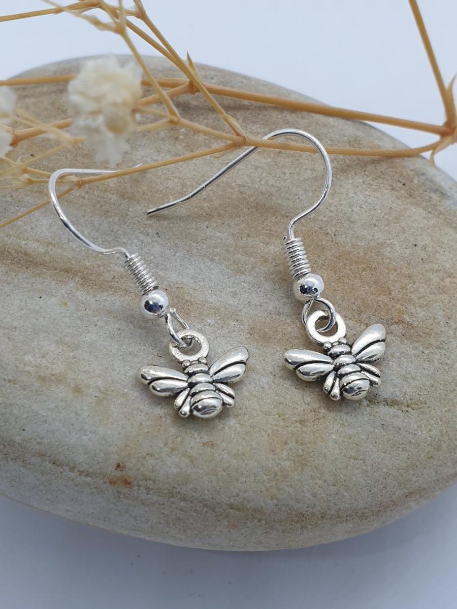  silver bee earrings with silver plated earrings perfect gift bee lovers 