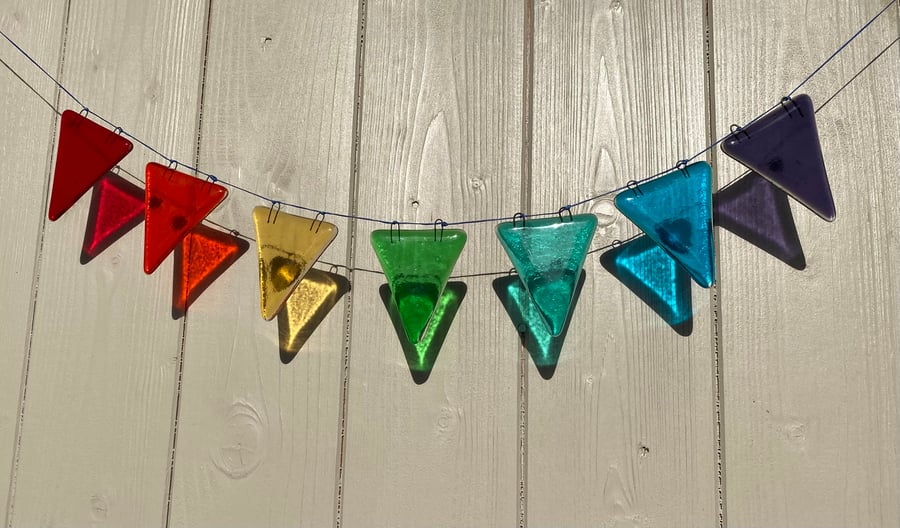 Fused Glass Bunting - Rainbow 