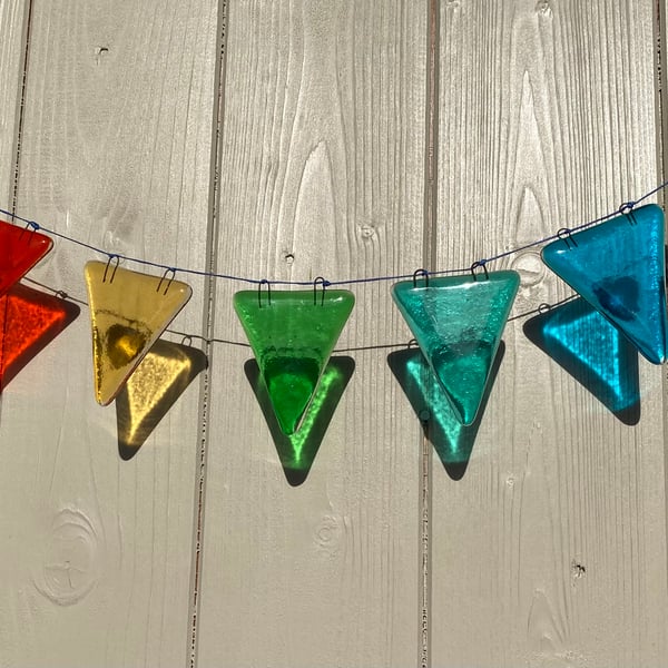 Fused Glass Bunting - Rainbow 