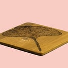 Recycled Gingko patterned Coasters in Bamboo SKU-CG1 to CG4