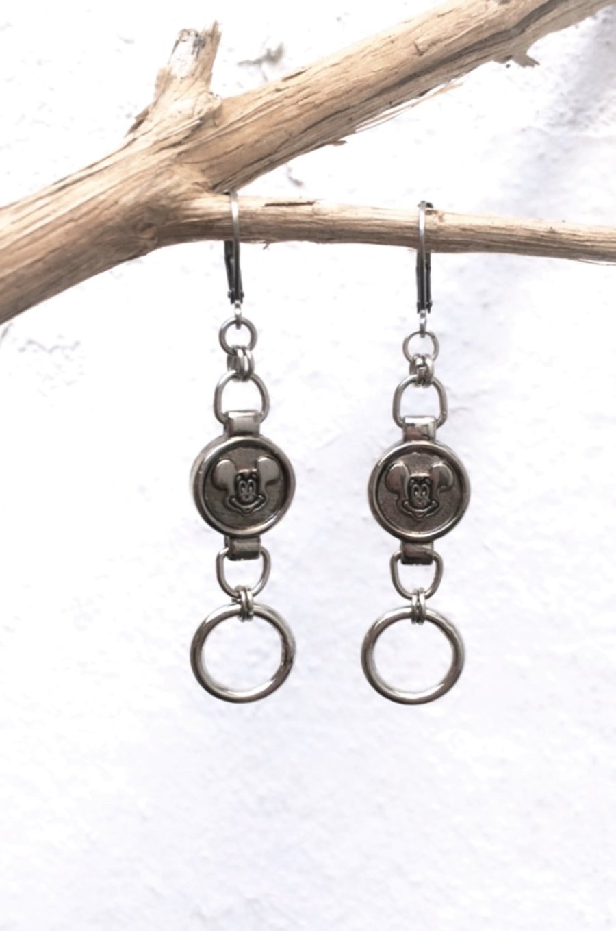 Upcycled Vintage Mickey Mouse watch parts stainless steel earrings