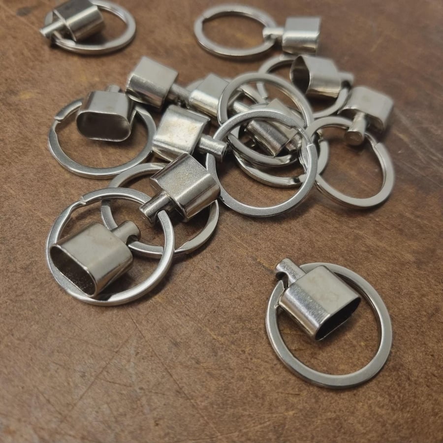 Silver Key Fob Hardware with Split Ring (12 Pack)