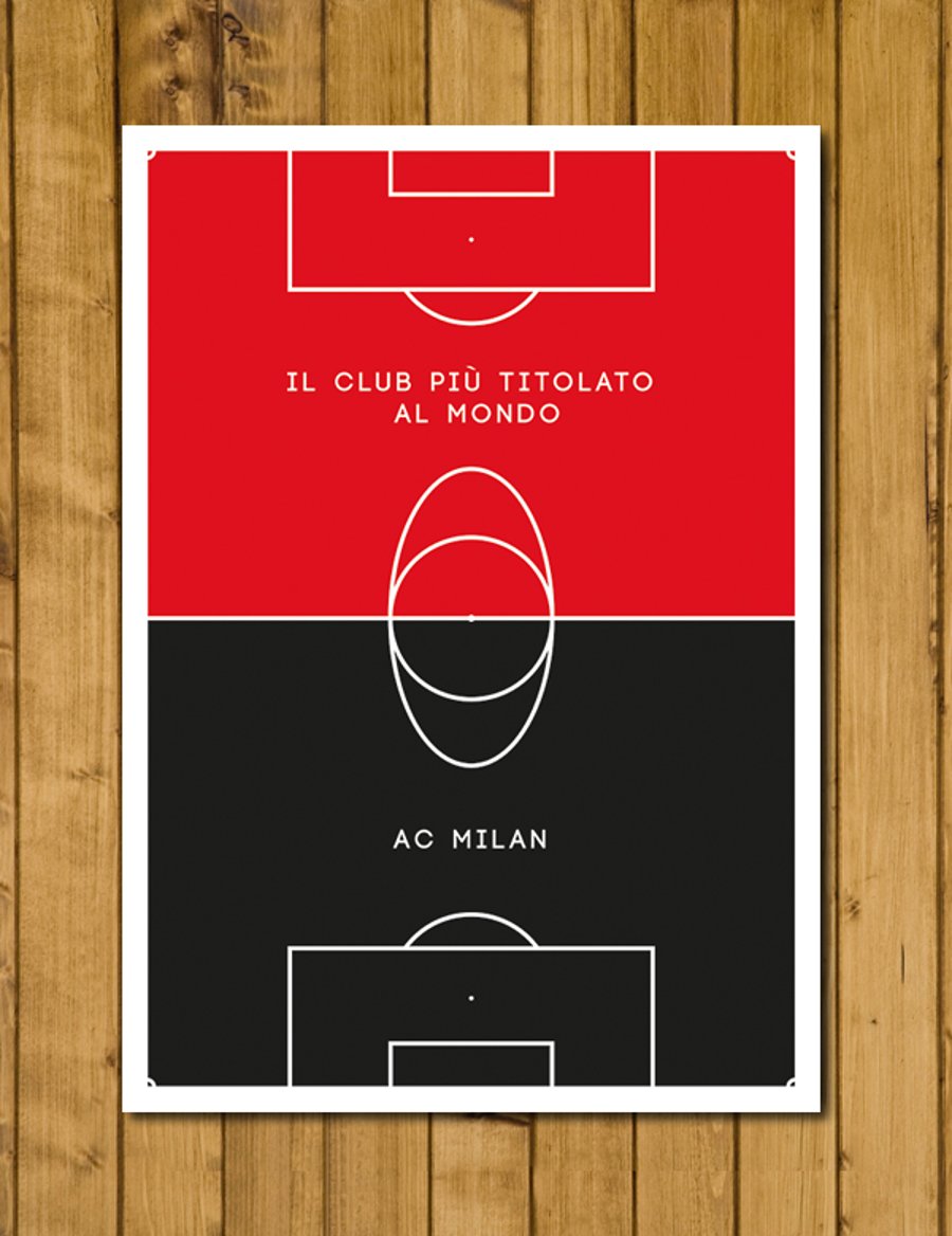 AC Milan - Il Club Piu' Titolato Al Mondo - Pitch Perfect Poster - Various Sizes