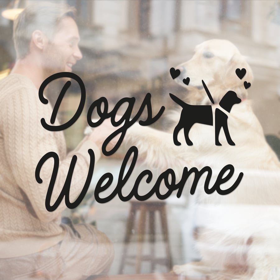 Dogs Welcome - Dog On Lead: Pet-Friendly Business Decal, Pub Window Sign