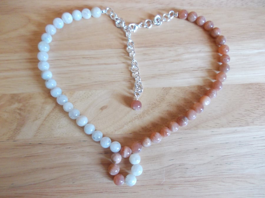 Two tone moonstone necklace