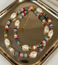 Gemstone & Pearl Beaded Necklace Handmade Stainless Steel Jewelry - Image 5