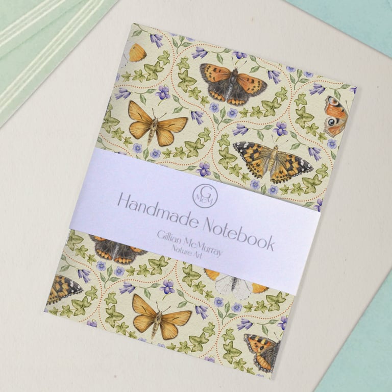 Handmade Butterfly Notebook - Small Notepad for Journalling and To Do Lists