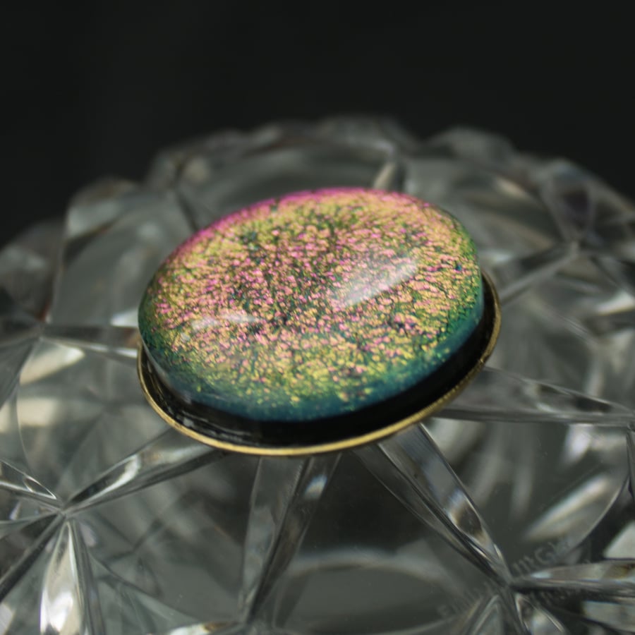 Dichroic Pink Fused Glass Brooch - 4001