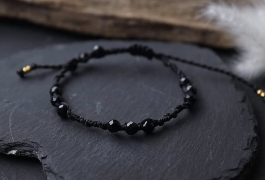 Macrame black tourmaline protection bracelet