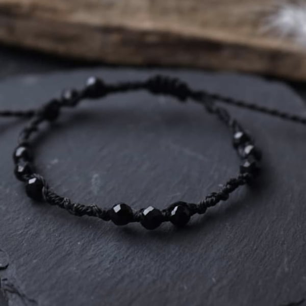 Macrame black tourmaline protection bracelet