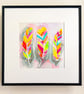 Bright Coloured FEATHERS an original Silk PAINTING