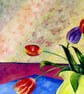 Tulip Flowers in Yellow Jug Still Life Oil Painting - Image 3
