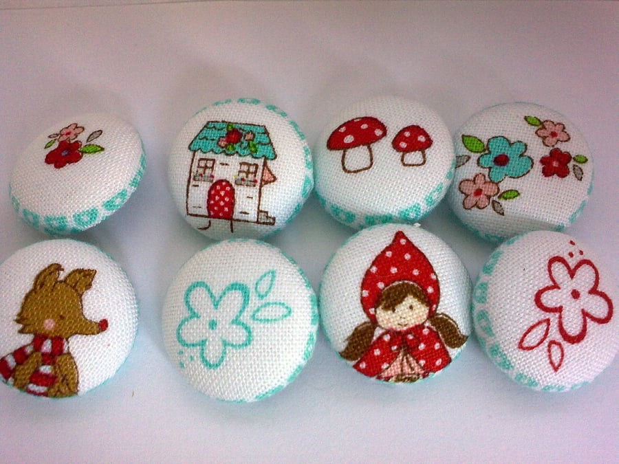 Little Red Riding Hood fabric covered buttons