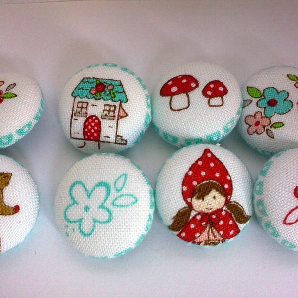 Little Red Riding Hood fabric covered buttons