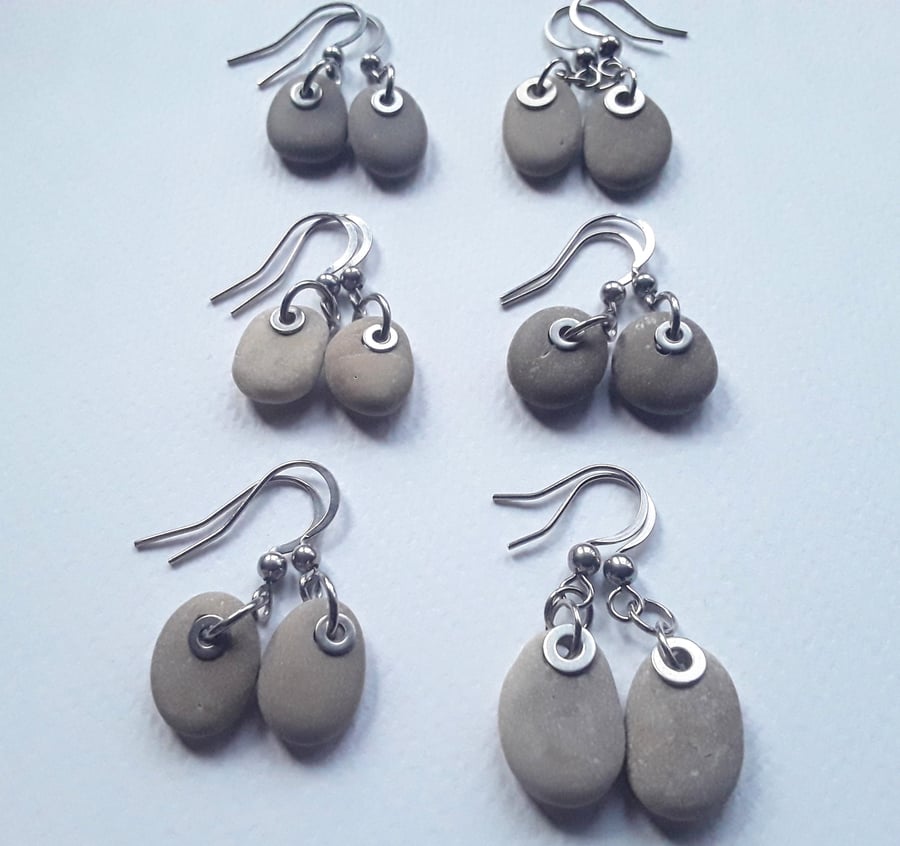 Small Beach Pebble Earrings 