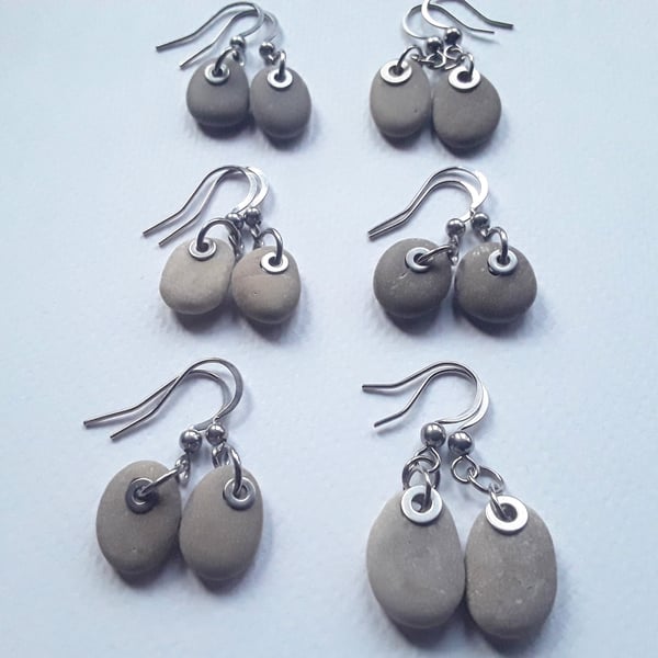 Small Beach Pebble Earrings 