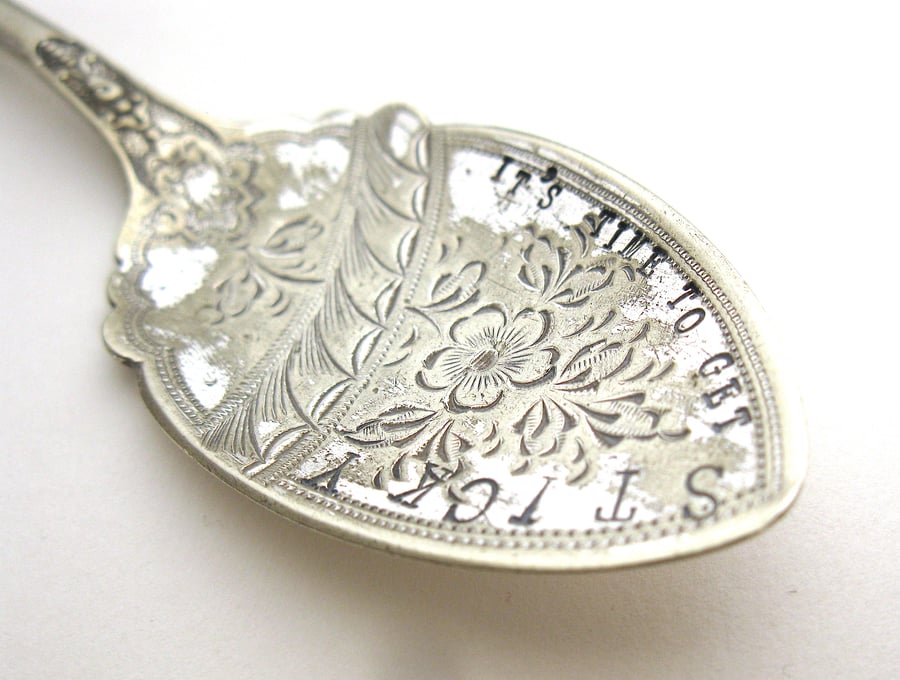 Jam Spoon, Handstamped Victorian Preserve Spoon, Time to get Sticky
