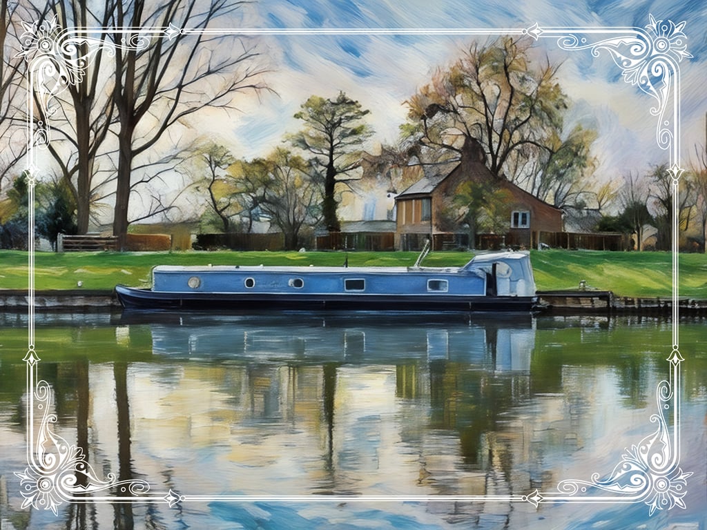 Narrow Boat  A5 Greeting Card Norfolk Denver