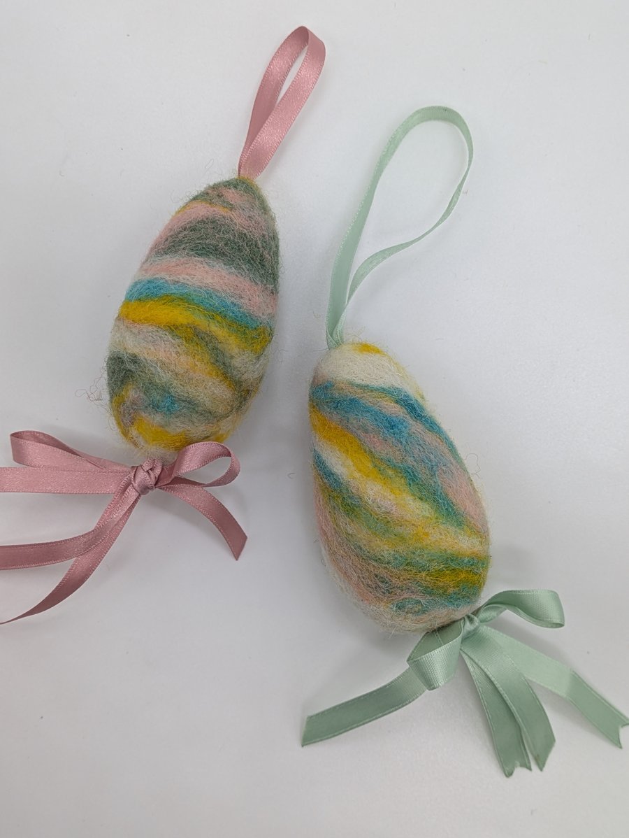 Perfectly imperfect needle felted, hanging Easter Egg