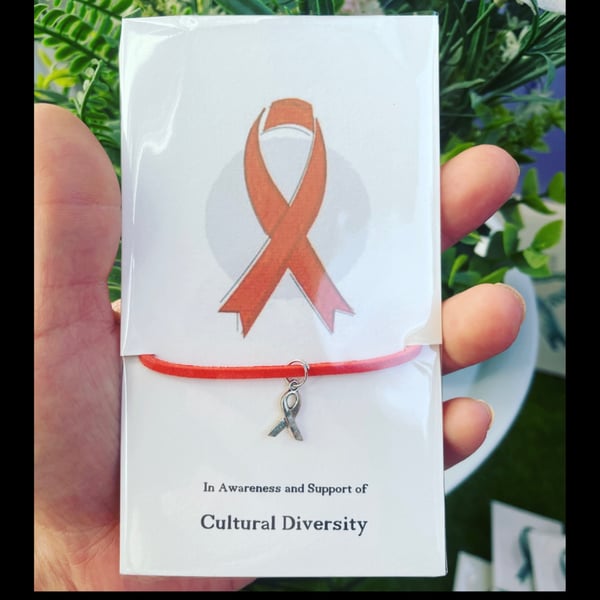 Cultural diversity awareness wish bracelet gift bracelet awareness ribbon charm 