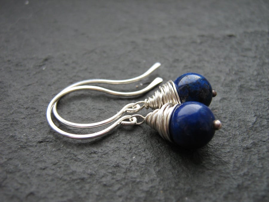 Lapis Lazuli Earrings - Wire Wrapped
